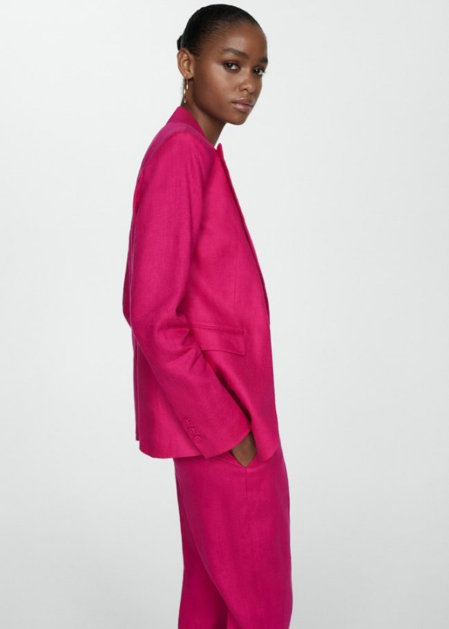 Mango Blazer traje 100% lino - Fucsia