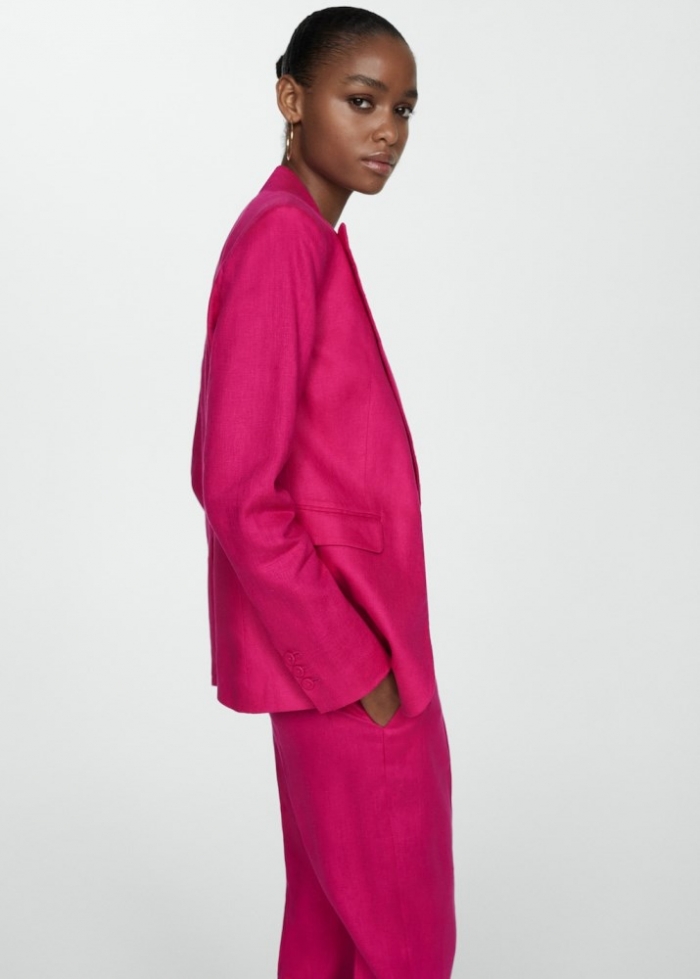 Mango Blazer traje 100% lino - Fucsia