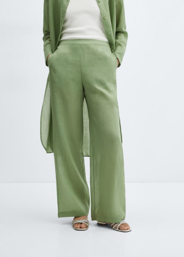 Mango Pantalón wideleg tiro alto - Topo