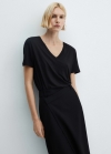 Mango Camiseta cuello pico - Negro
