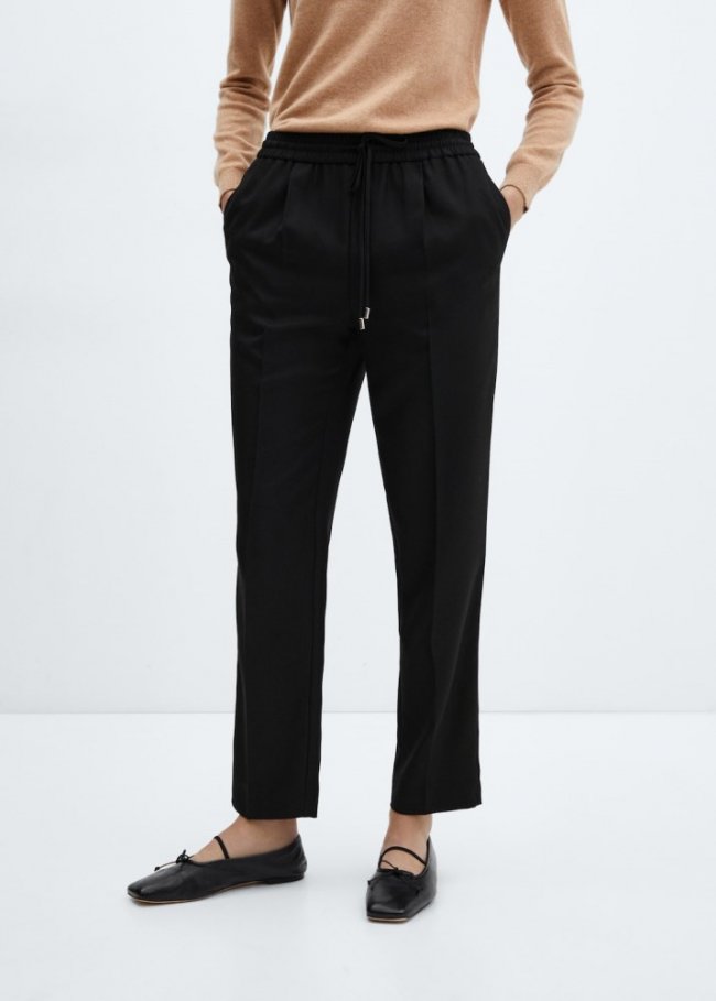 Mango Pantalón jogger fluido - Negro