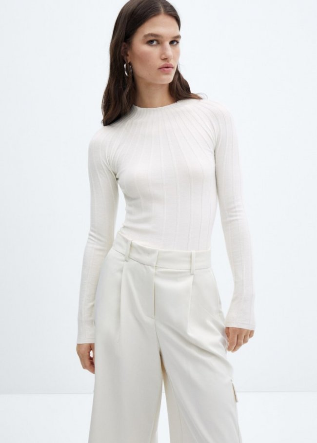 Mango Jersey canalé cuello perkins - Crudo