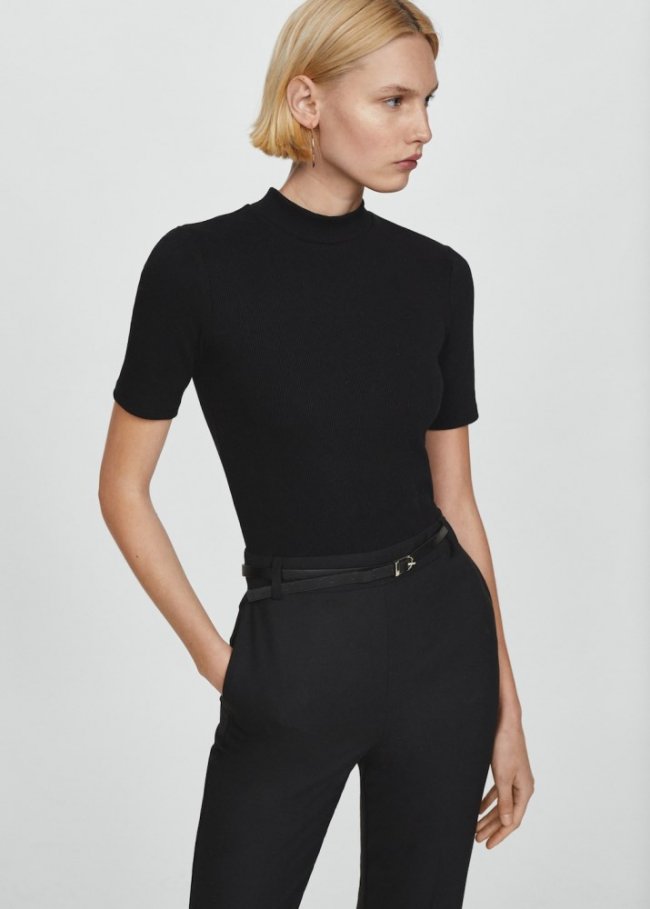Mango Mono largo cinturón - Negro