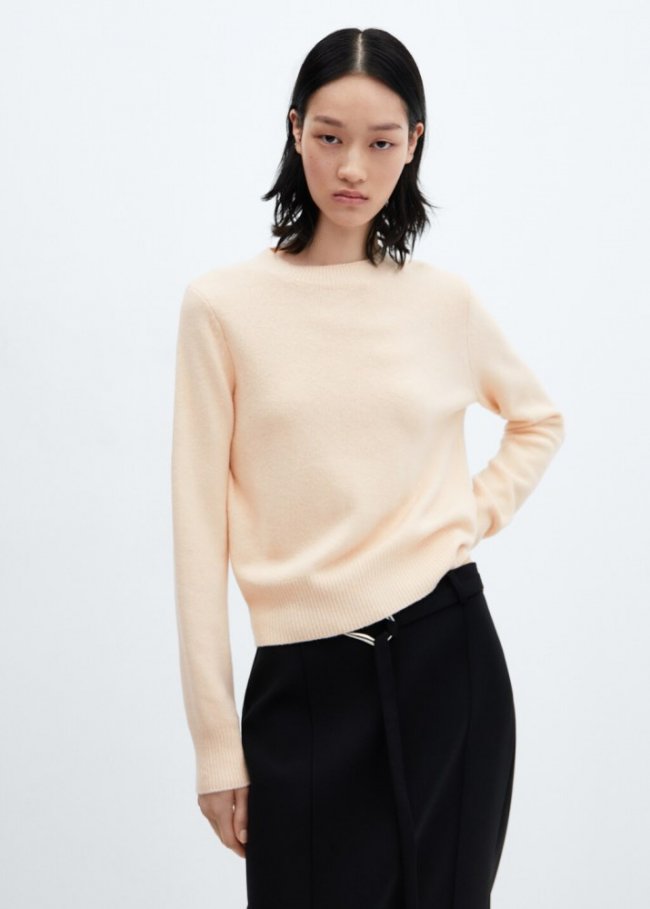 Mango Jersey punto cuello redondo - Crudo