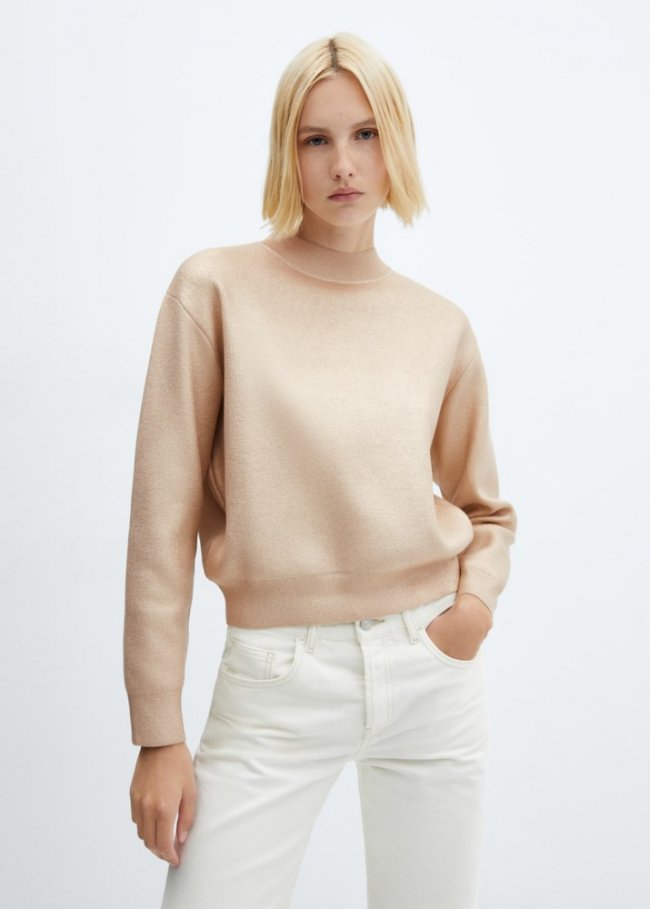 Mango Jersey foil cuello redondo - Oro