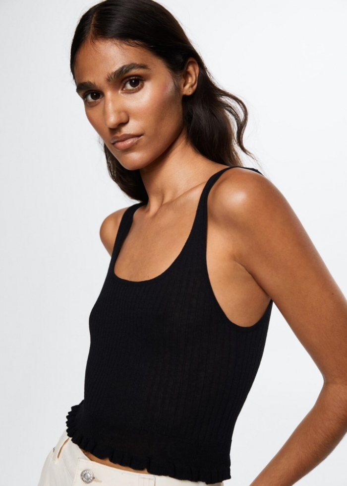 Mango Top crop canalé - Negro