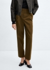 Mango Pantalón tiro alto pinzas - Verde