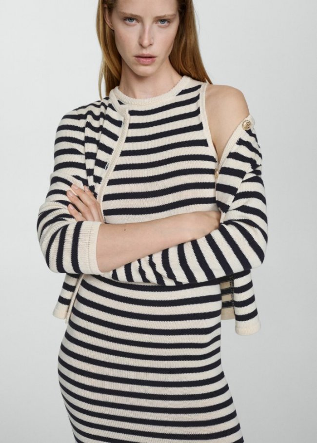 Mango Vestido punto largo - Azul marino oscuro