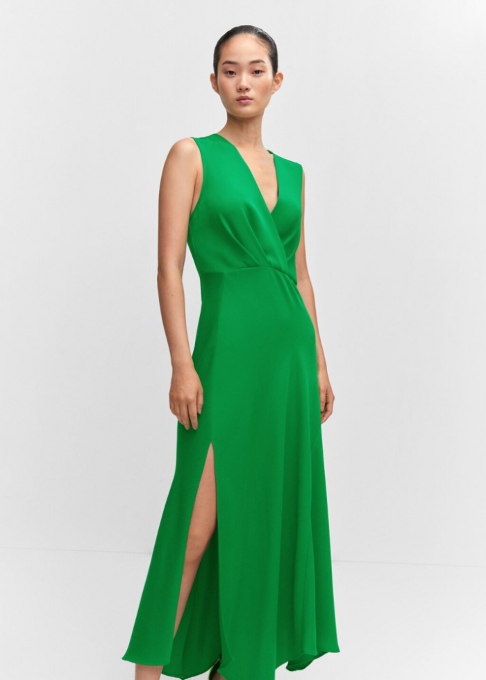 Mango Vestido asimétrico abertura lateral - Verde