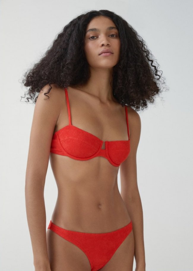 Mango Braguita bikini clásica textura - Rojo
