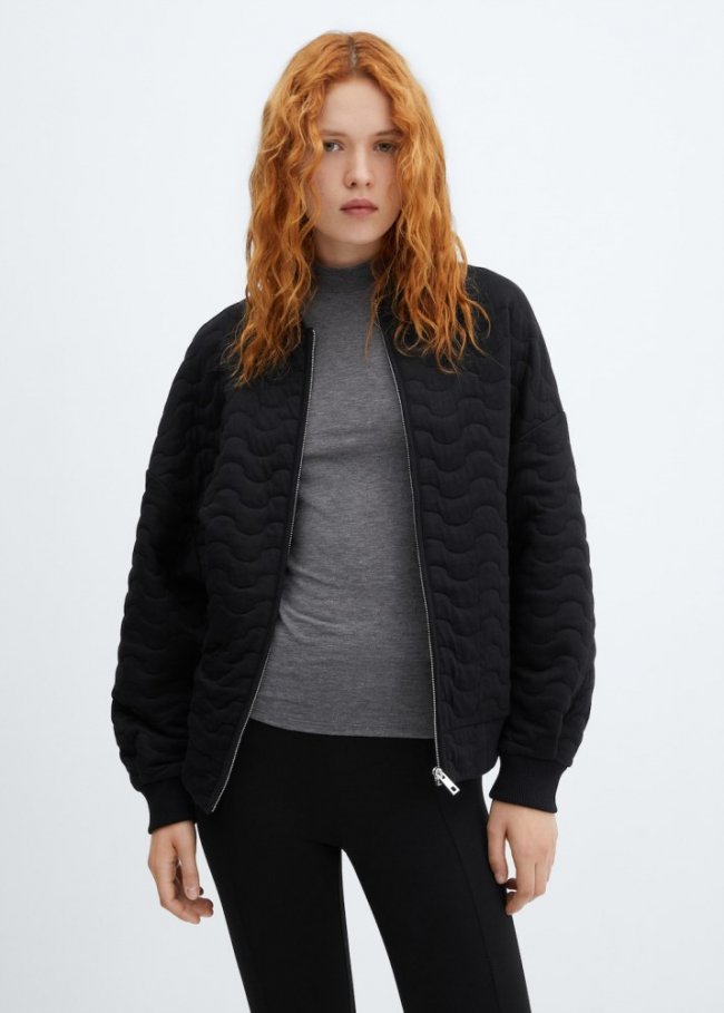 Mango Chaqueta bomber acolchada - Negro