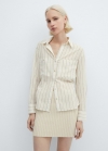 Mango Camisa rayas bolsillos - Blanco roto