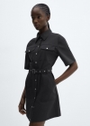 Mango Vestido camisero cinturón - Negro