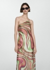 Mango Vestido satinado estampado - Crudo