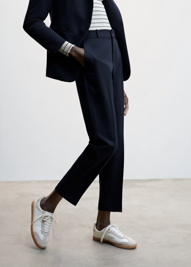 Mango Pantalón recto traje - Azul marino oscuro