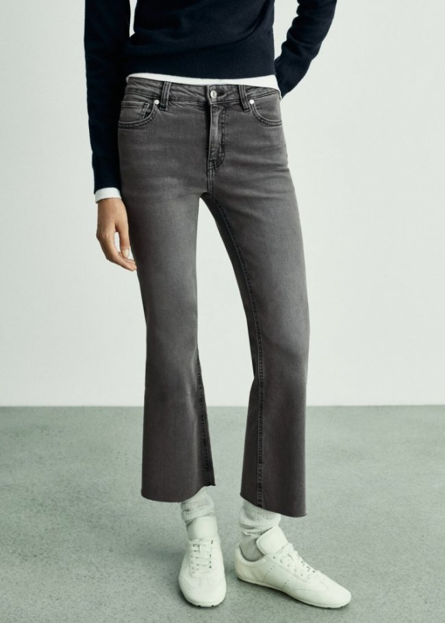 Mango Jeans Sienna flare crop - Gris
