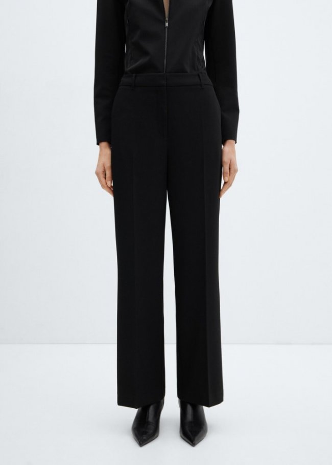 Mango Pantalón wideleg tiro bajo - Negro