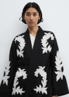Mango Caftán bordado floral - Negro