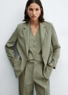 Mango Americana traje bolsillos - Verde pastel