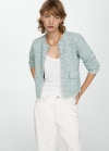 Mango Chaqueta tweed terminaciones deshilachadas - Verde agua