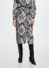 Mango Falda satinada estampada - Negro