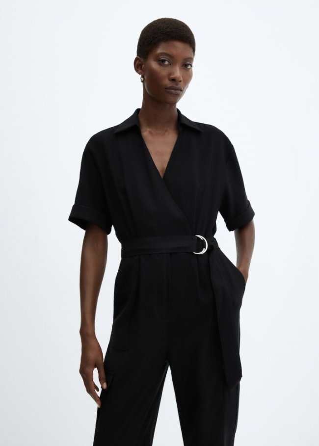 Mango Mono bolsillos cargo - Negro