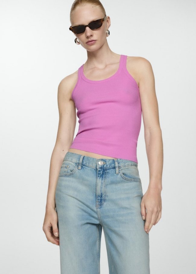 Mango Top punto tirantes - Rosa