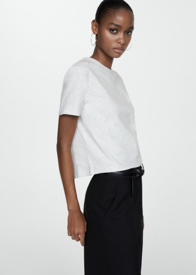 Mango Camiseta algodón manga corta - Gris medio vigoré