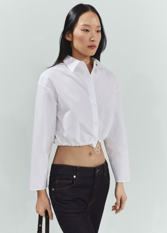 Mango Camisa parachute algodón - Blanco roto