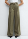 Mango Pantalón wideleg cinturón - Khaki