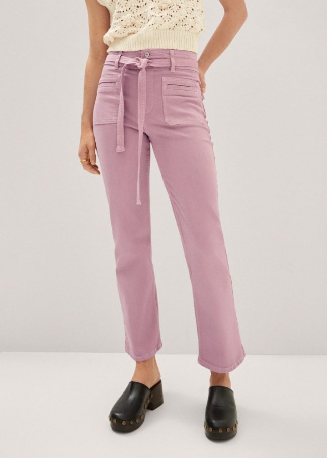 Mango Jeans rectos detalle lazo - Morado claro/pastel