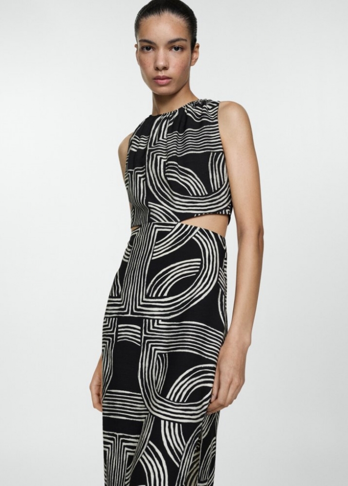 Mango Vestido estampado aberturas - Negro