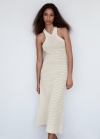 Mango Vestido crochet cuello halter - Crudo