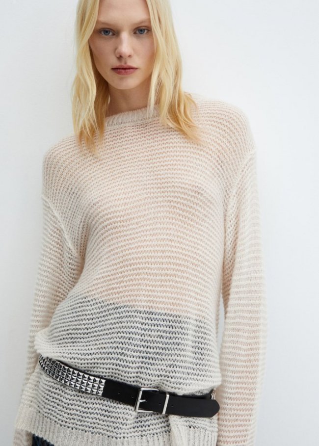 Mango Jersey calado oversize - Crudo