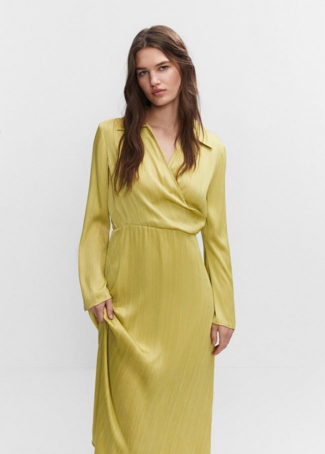 Mango Vestido camisero satinado - Lima
