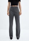 Mango Pantalón recto botón lateral - Gris