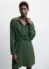 Mango Vestido camisero detalle nudo - Khaki