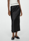 Mango Falda midi satinada - Negro