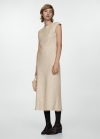 Mango Vestido lino espalda abierta - Beige