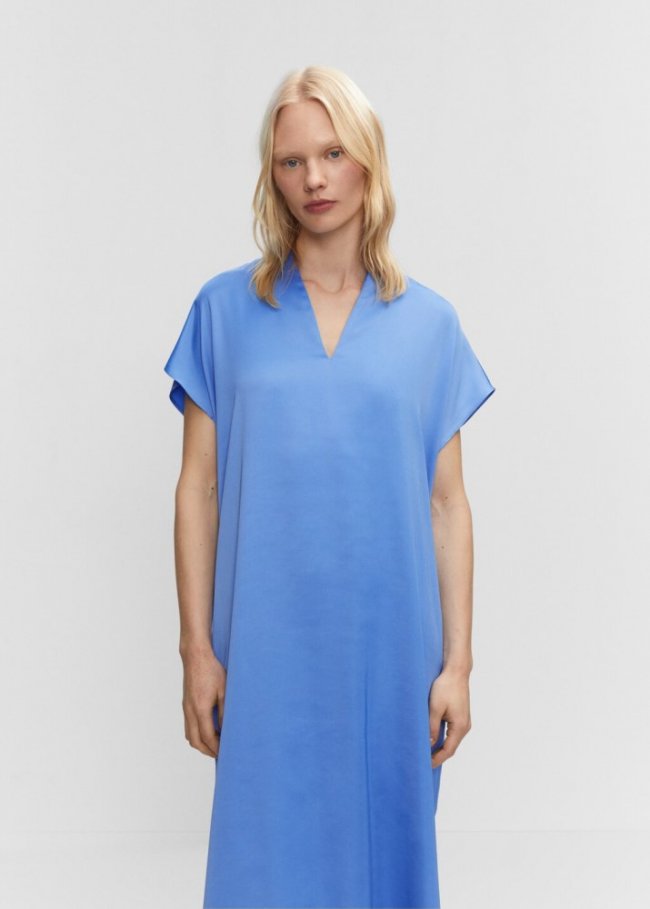 Mango Vestido aberturas laterales - Azul