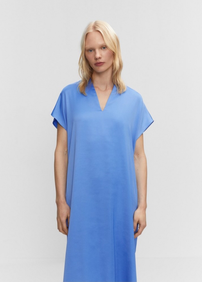 Mango Vestido aberturas laterales - Azul