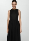 Mango Vestido bajo plisado - Negro