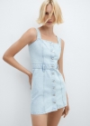 Mango Vestido vaquero botones - Azul claro