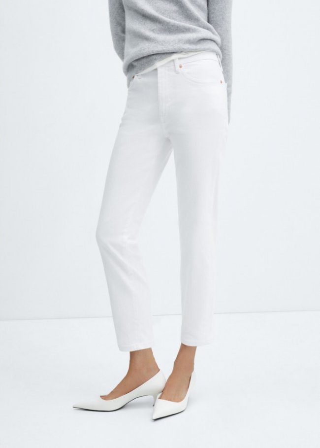 Mango Jeans Claudia slim crop - Blanco