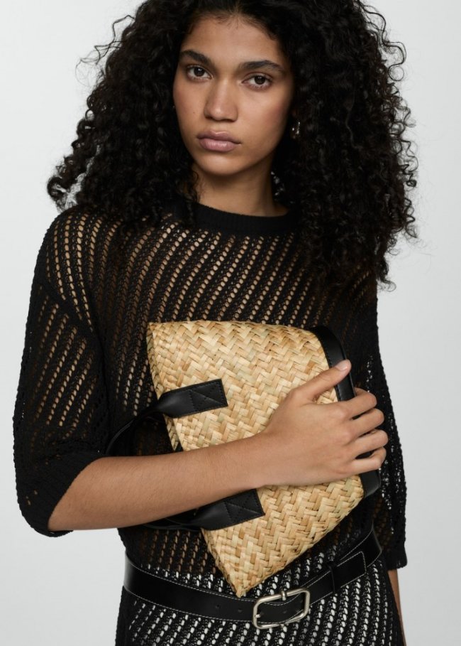 Mango Jersey crochet manga corta - Negro