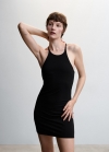 Mango Vestido espalda cruzada - Negro