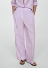 Mango Pantalón wideleg rayas - Lila
