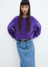 Mango Jersey punto cuello redondo - Morado