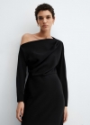 Mango Vestido asimétrico abertura - Negro
