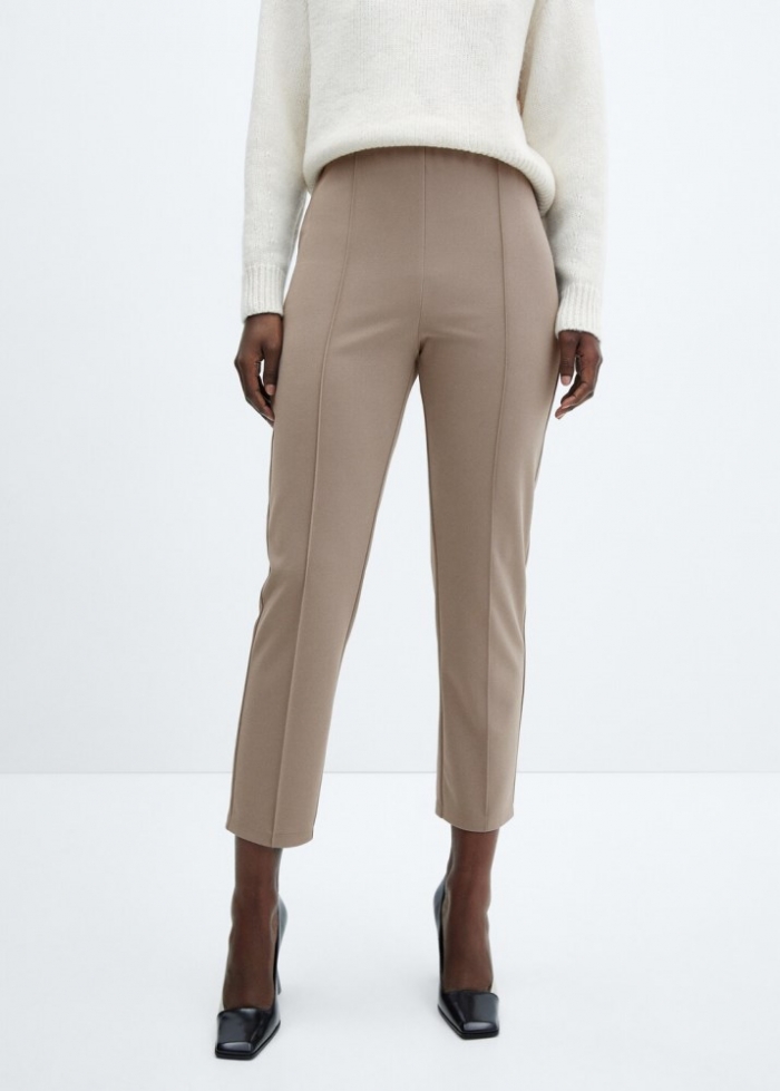 Mango Pantalón skinny tiro alto - Marrón medio